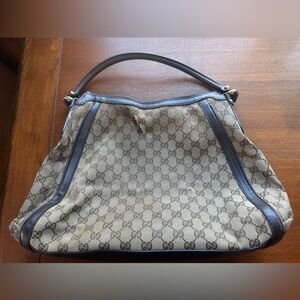 GUCCI Vintage GG Scarlett Guccisima Beige/Brown Canvas/Leather Hobo Bag W/COA